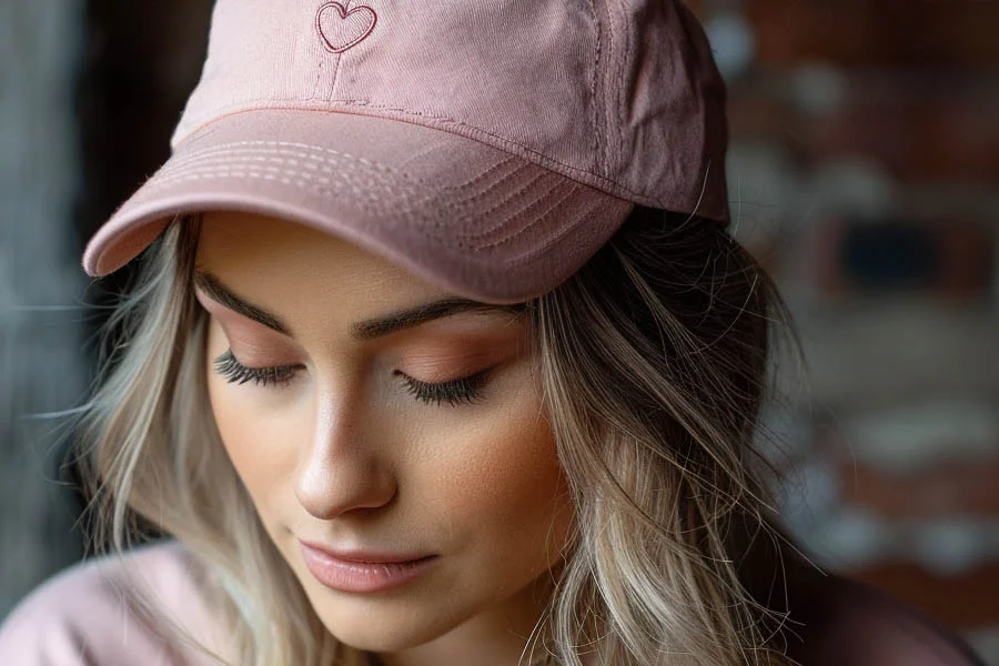 Heart Embroidered Denim Cap